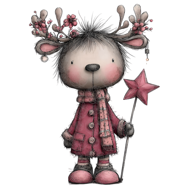 Cute Cartoon Christmas Reindeer with Star – GBH22570